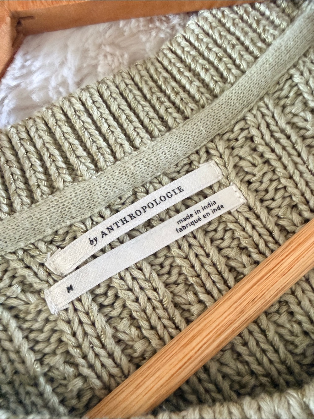 Anthropologie Olive Cream Cable Knit Sweater - Picture 11 of 12